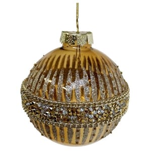 Shishi Julekule brun transparent med gull glitter 8cm