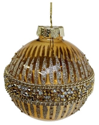 Shishi Julekule brun transparent med gull glitter 8cm