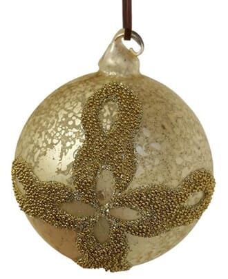 Shishi Julekule glassball med gull glitter dekor 8cm