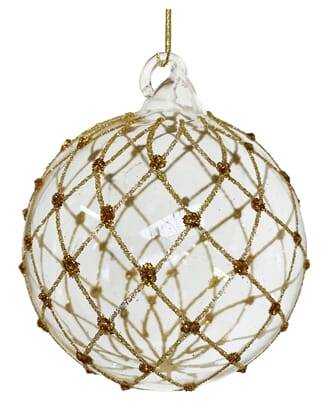 Shishi Julekule klart glass med gullnett 8cm